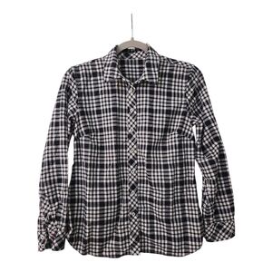 Talbots Women's Plaid Metallic Long Sleeve Top Small